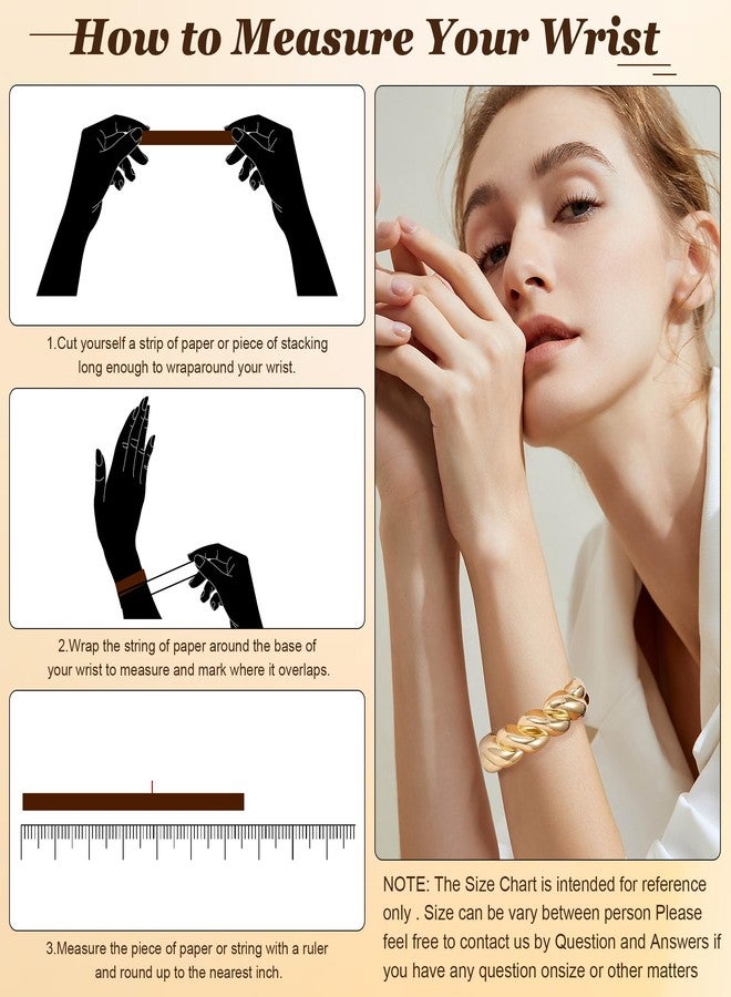 NICEIGHT 18K Gold Plated Chunky Bangle Bracelets for Women - Wide Cuff Bangle Bracelet Hammered Minimalist Thick Gold Wrist Wrap Bracelets - Image 5